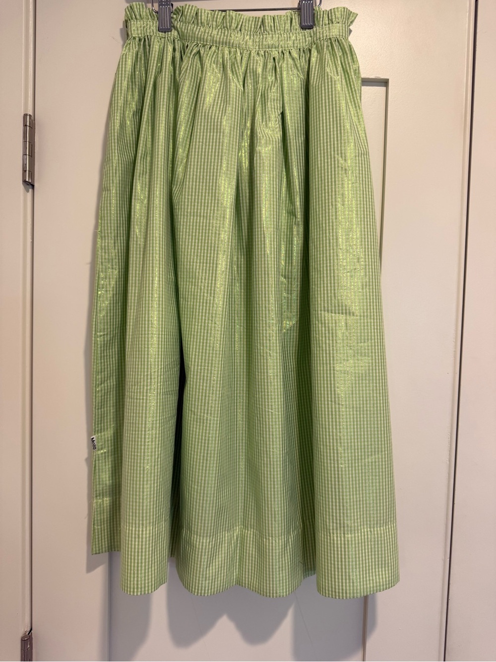 Girls Molo Green Shimmer Gingham A-Line Midi Skirt Brisa Size 146/152 (US 11/12)
